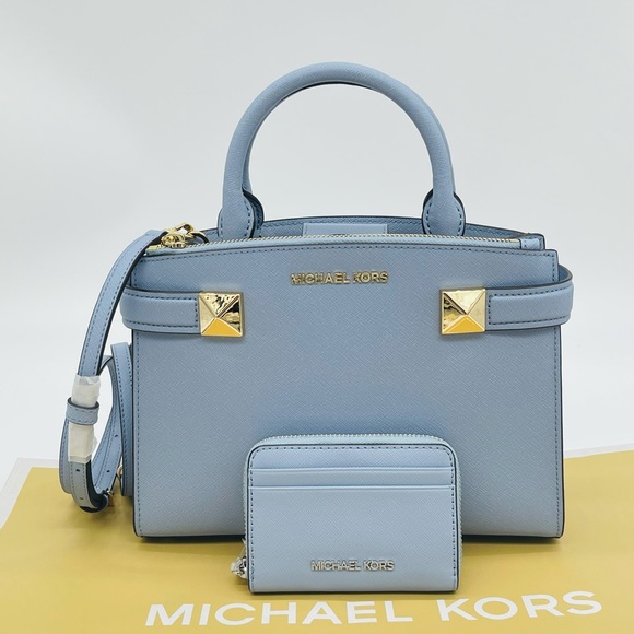 Michael Kors Handbags - Michael Kors Small Karla EW Satchel Bag & ZA Card Case Wallet Pale Blue